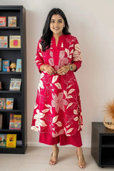 Pink Floral Print Kurta with Palazzo