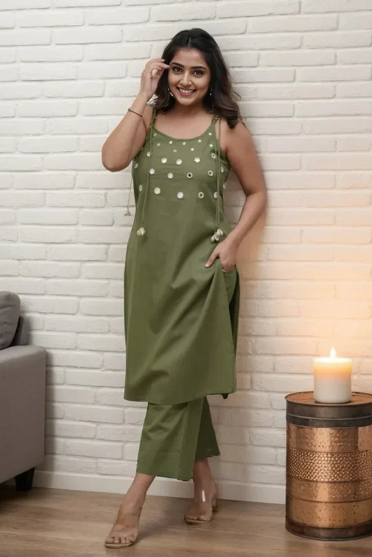 Green Sleeveless Kurta with Palazzo