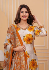 Yellow Digital Floral Print Kurta Set