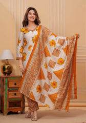 Yellow Digital Floral Print Kurta Set