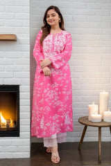 Pink Chikankari Kurta with Palazzo
