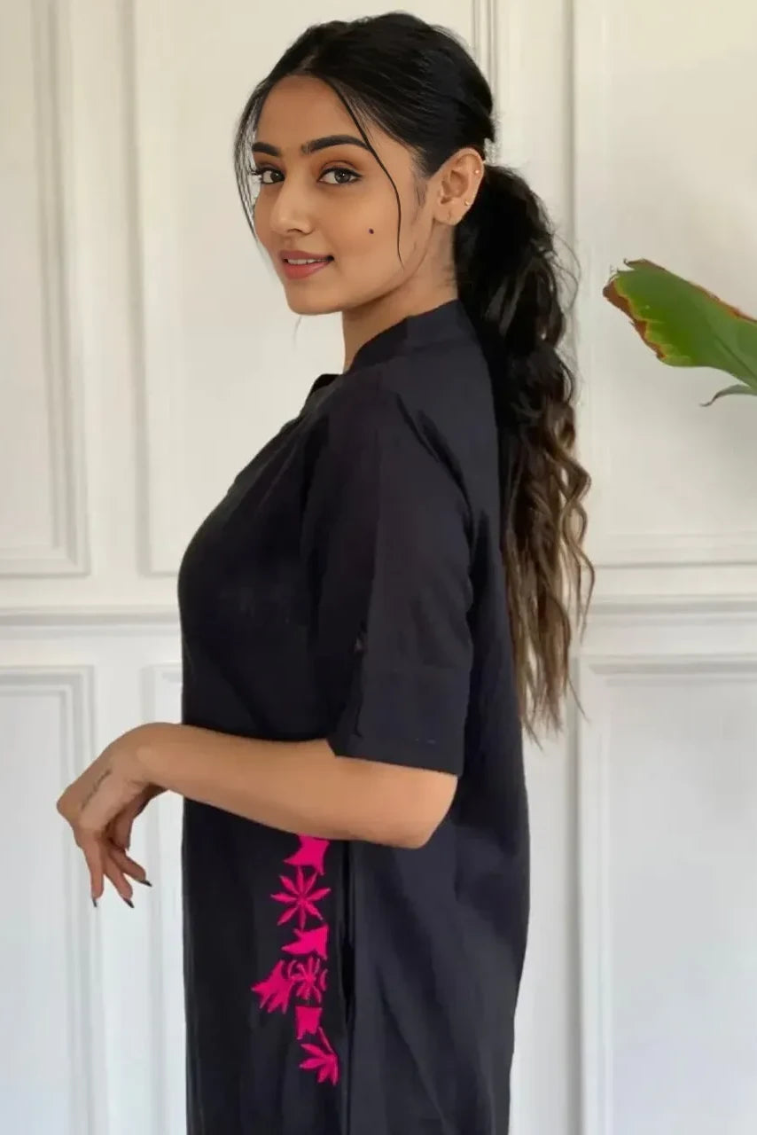 Black Embroidered Kurta with Palazzo
