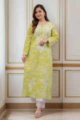 Lime Green Chikankari Kurta with Palazzo