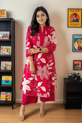 Pink Floral Print Kurta with Palazzo