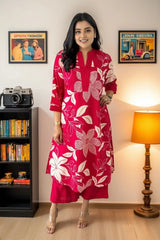 Pink Floral Print Kurta with Palazzo