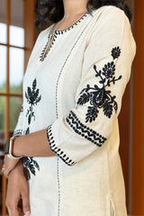Off White Embroidered Kurta with Palazzo