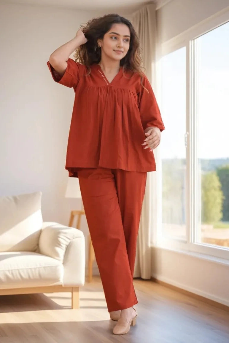 Rustic Orange Flared Top Co-Ord Set