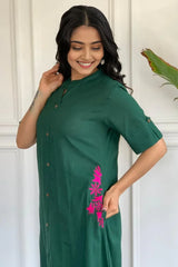 Forest Green Embroidered Kurta with Palazzo