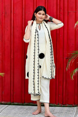 Ivory Embroidered Kurta with Pant and Dupatta