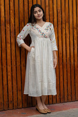 Off White Embroidered Anarkali Dress