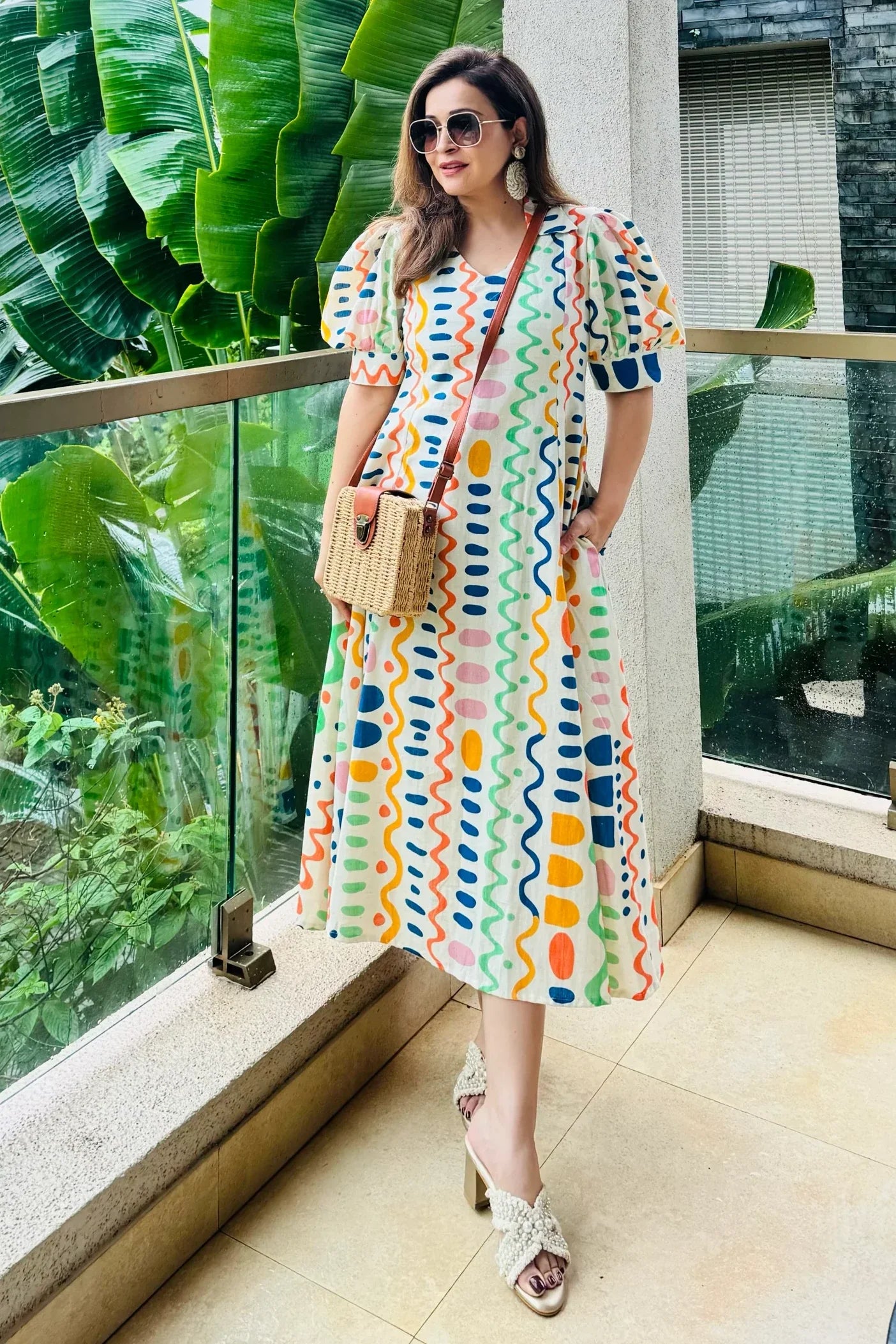 Colorful Printed Midi Dress