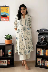 Blue Cotton Flex Kurta With Palazzo