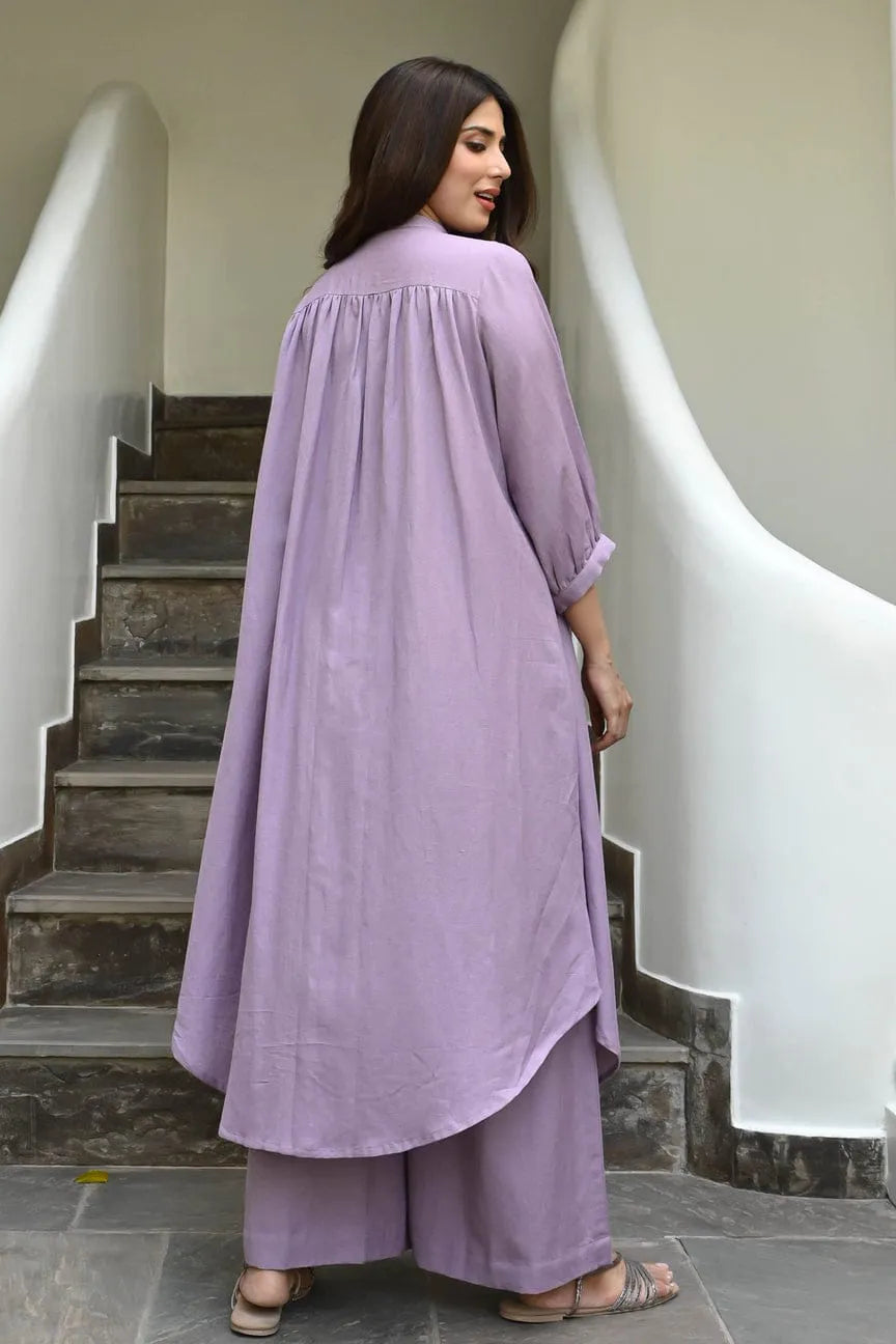 Lilac Solid Viscose Co-ord Set
