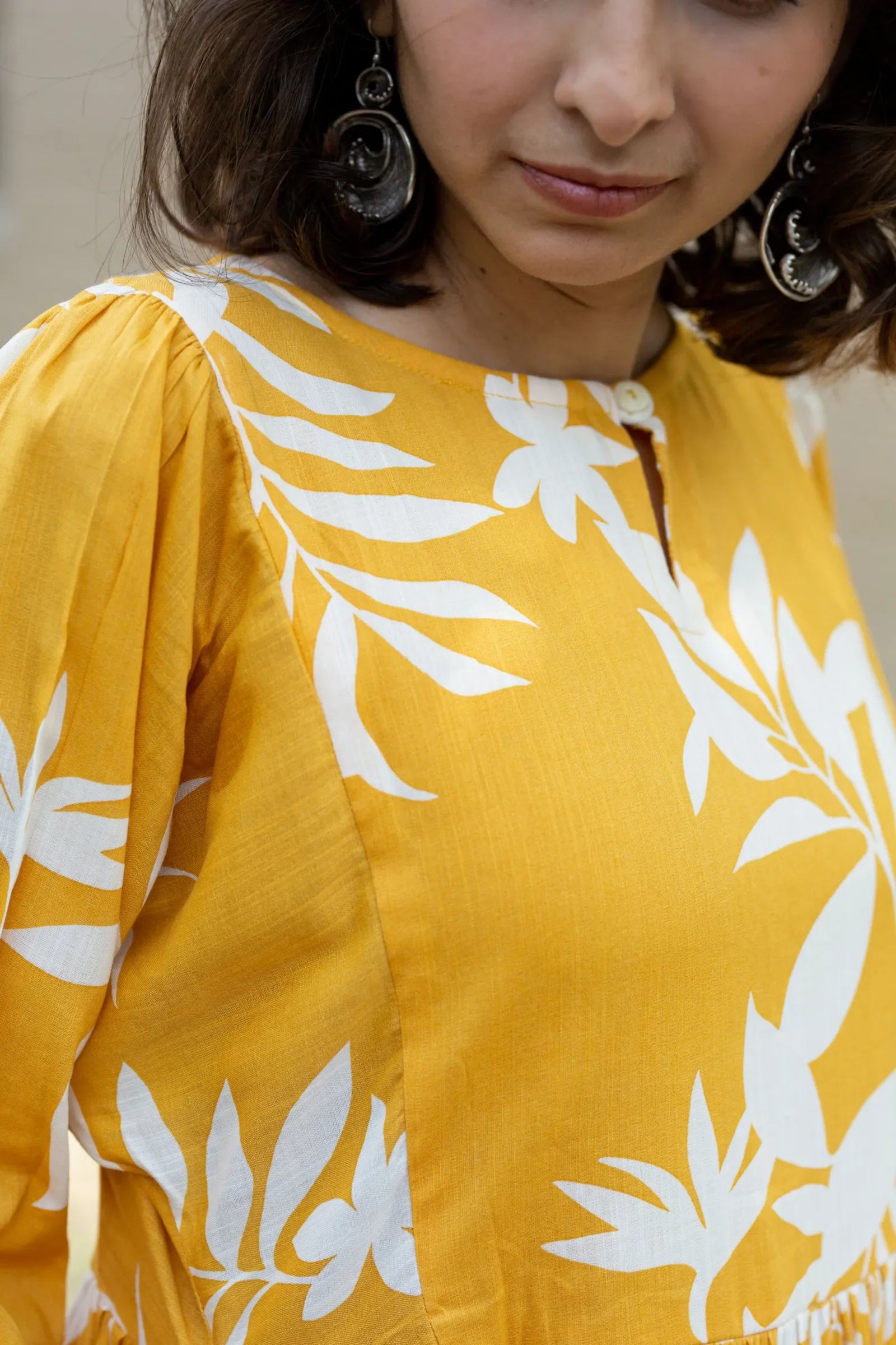 Yellow Leaves Midi Dress