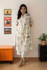 Purple Cotton Flex Kurta With Palazzo