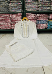 White Cotton Lurex Afghani Co-ord Set
