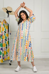 Colorful Printed Midi Dress