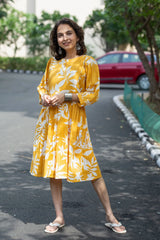 Yellow Leaves Midi Dress