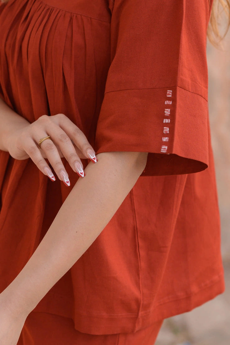 Rustic Orange Flared Top Co-Ord Set