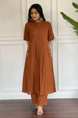 Rustic Orange Embroidered Kurta with Palazzo