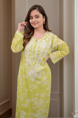 Lime Green Chikankari Kurta with Palazzo
