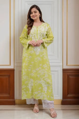 Lime Green Chikankari Kurta with Palazzo