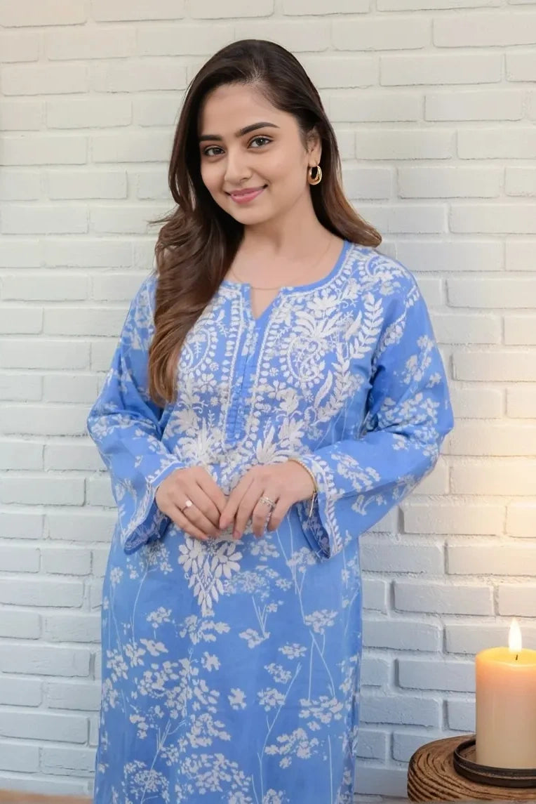 Blue Chikankari Kurta with Palazzo