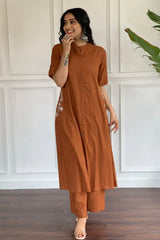 Rustic Orange Embroidered Kurta with Palazzo