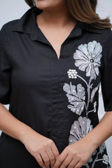 Black Embroidered Three-Cut Co-Ord Set