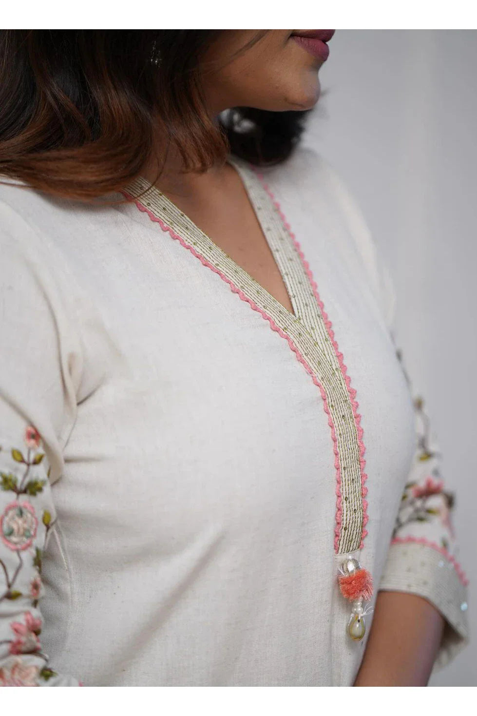White Embroidered Kurta with Pant