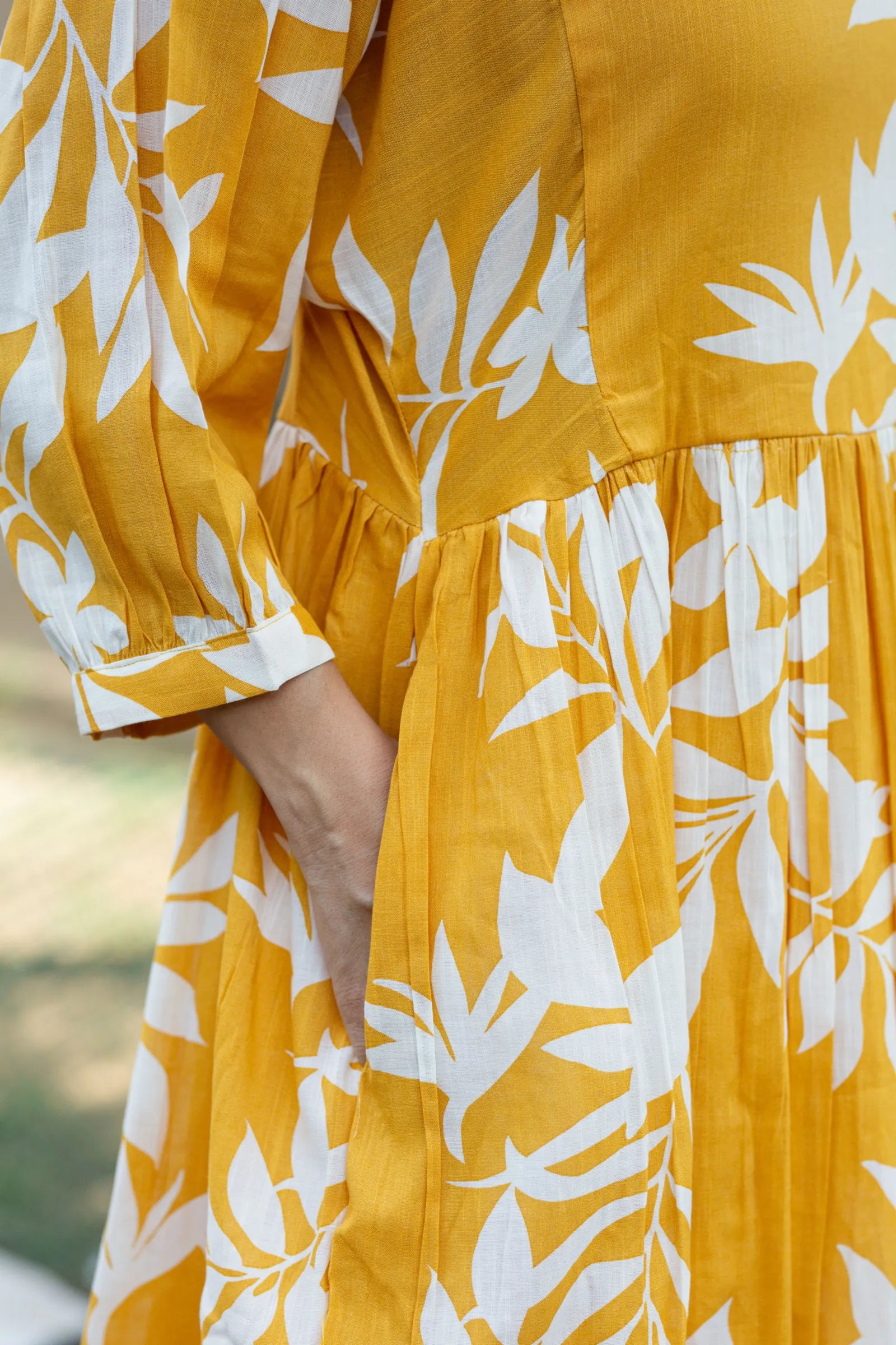 Yellow Leaves Midi Dress