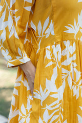 Yellow Leaves Midi Dress