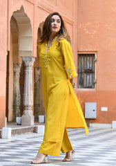 Yellow Foil Mirror Kurta with Pant