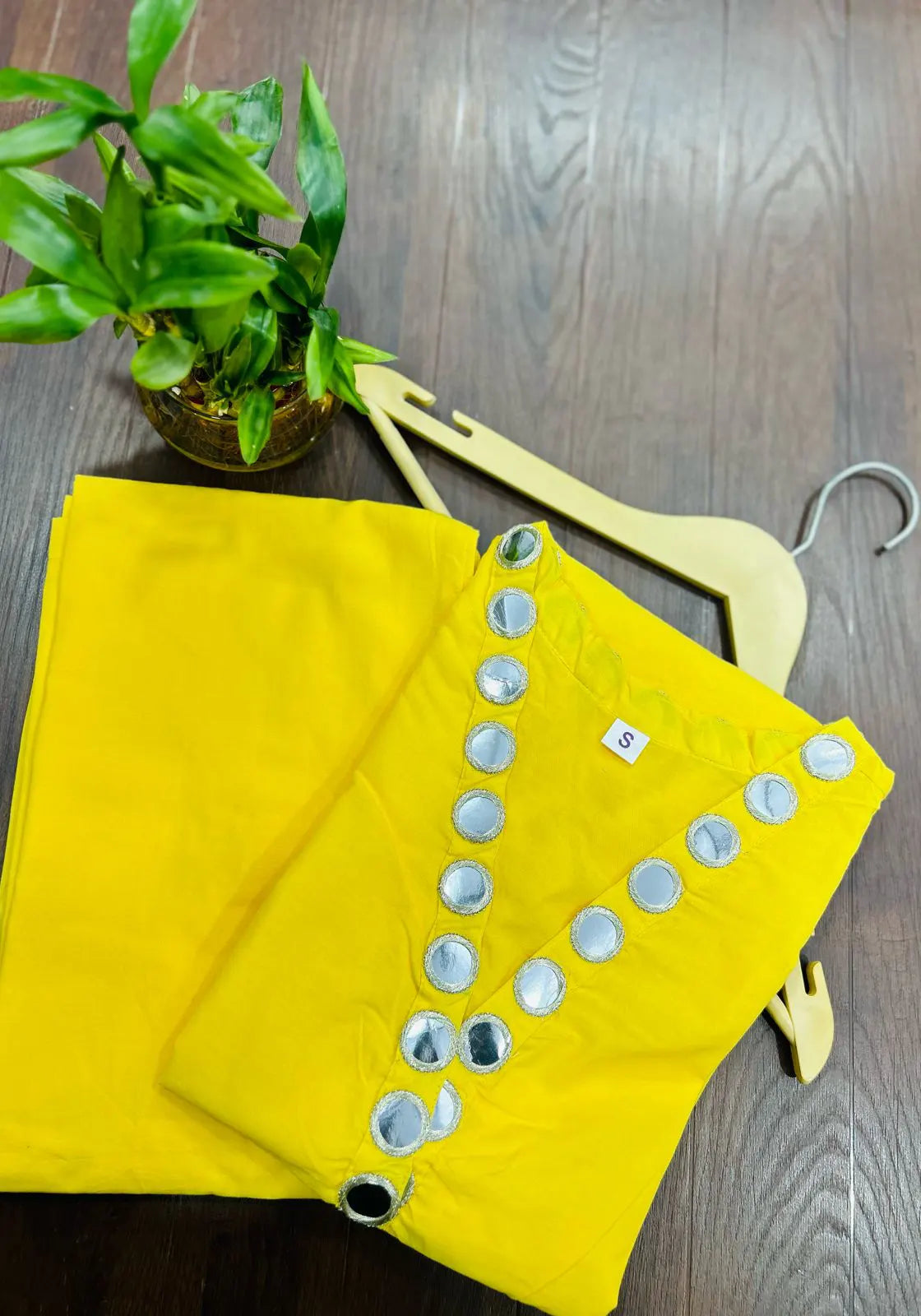 Yellow Foil Mirror Kurta with Pant