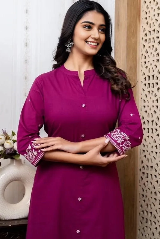Pink Embroidered Kurta with Pant