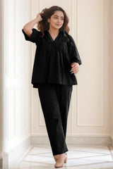 Black Flared Top Co-Ord Set