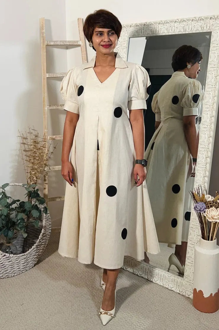 Black Polka Dots Flared Dress