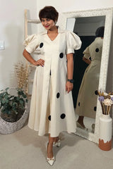 Black Polka Dots Flared Dress