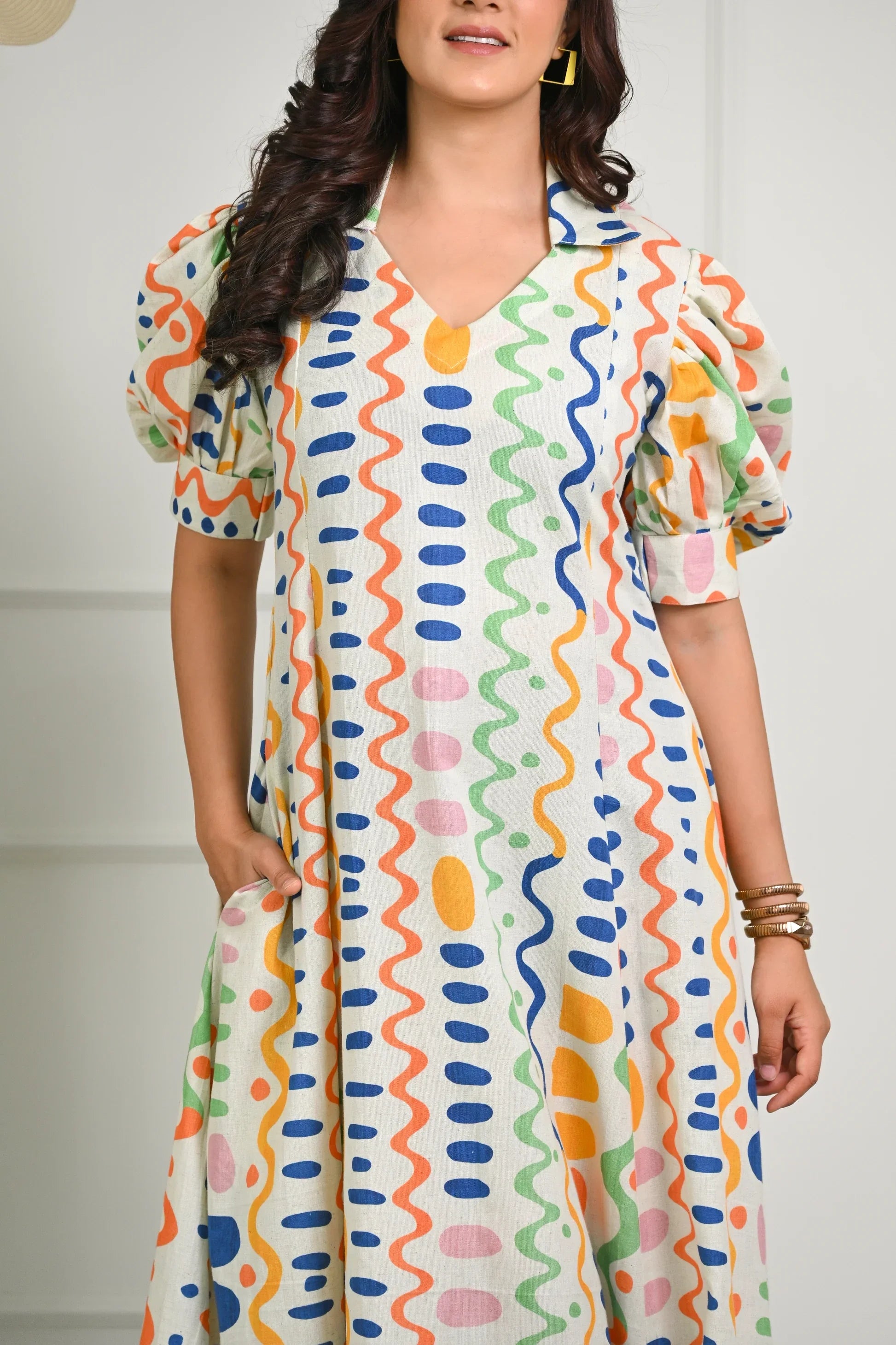 Colorful Printed Midi Dress