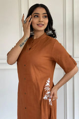 Rustic Orange Embroidered Kurta with Palazzo