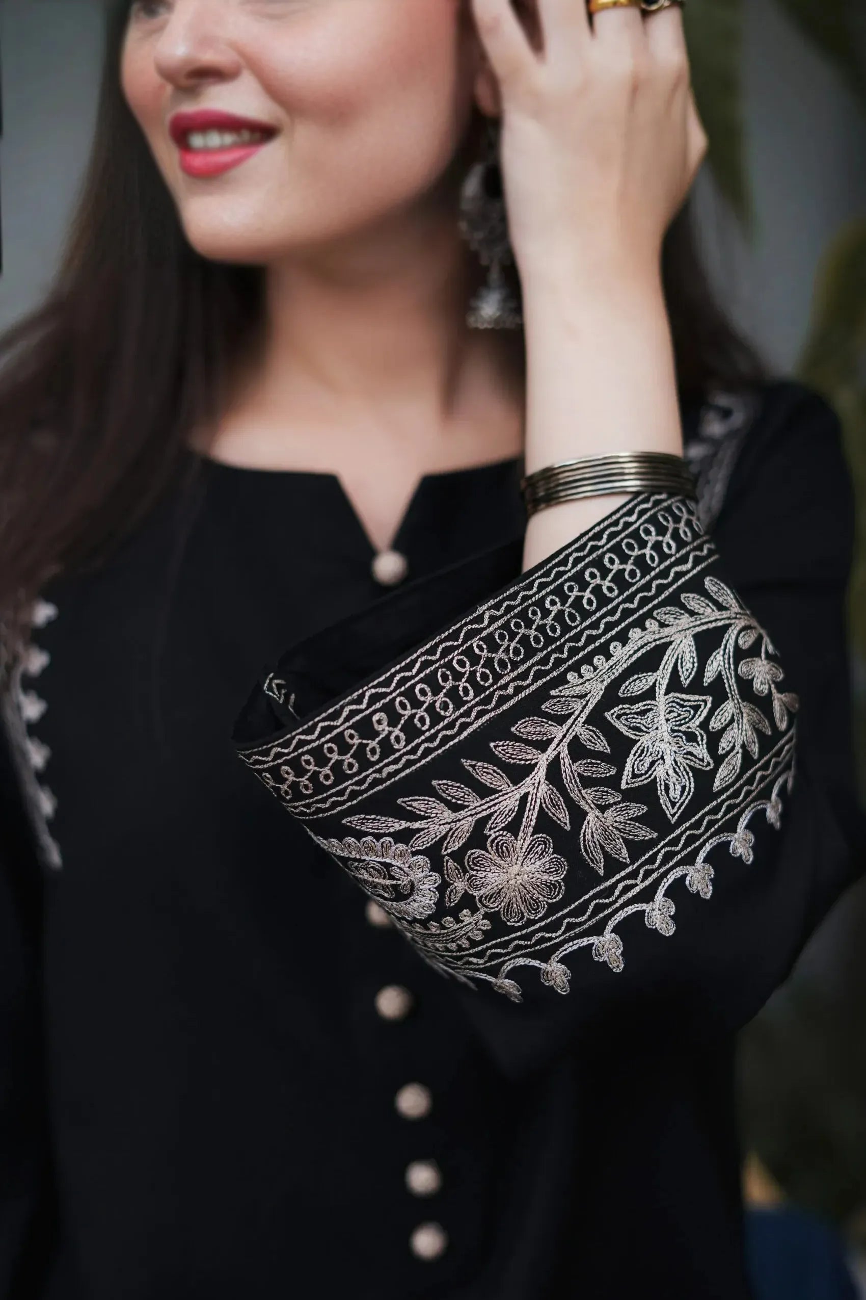 Black Aari Work Kurta with Palazzo