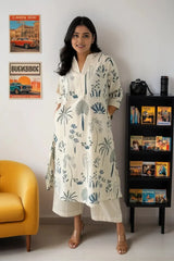 Blue Cotton Flex Kurta With Palazzo