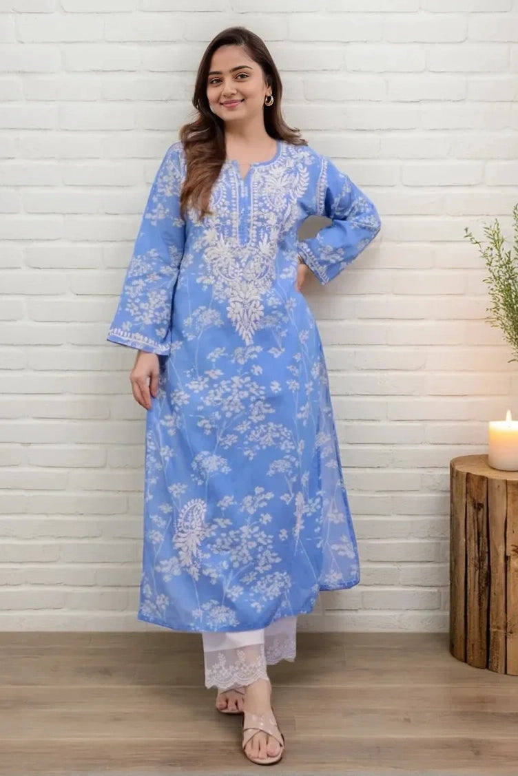 Blue Chikankari Kurta with Palazzo