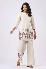 Off White Embroidered Co-ord Set