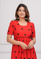 Red Hearts Midi Dress