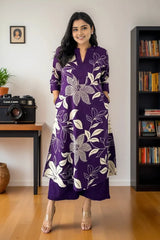 Purple Floral Print Kurta with Palazzo