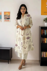 Purple Cotton Flex Kurta With Palazzo