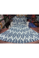 Blue Leaves Print Midi Dress