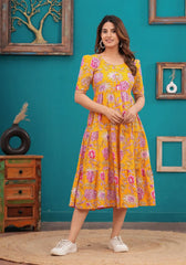Yellow Floral Midi Dress
