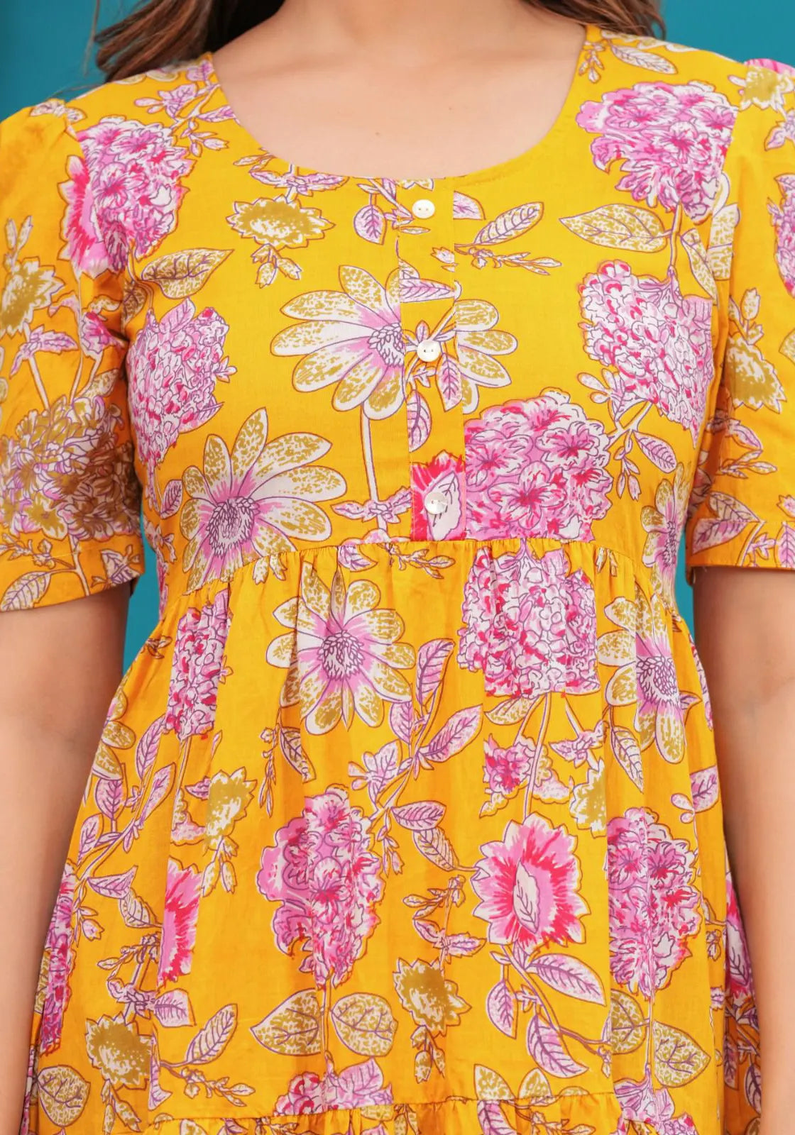 Yellow Floral Midi Dress